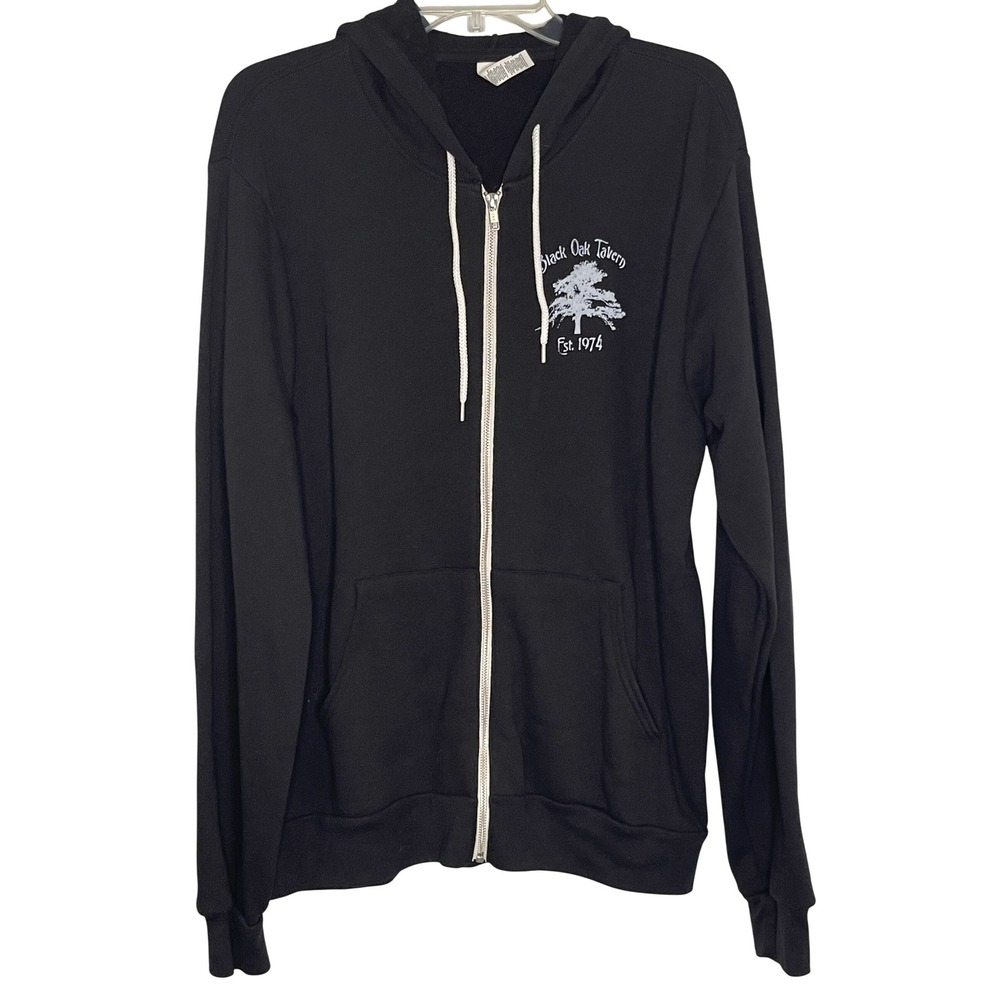 Bella Canvas Large Black Oak Tavern Est 1974 Graphic Zip Up Hoodie